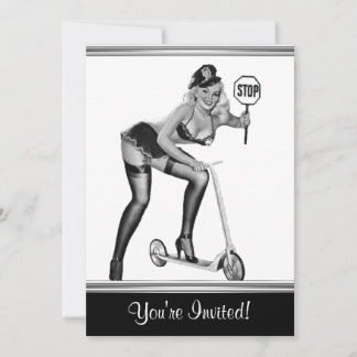 Black & White Style Pin-Up Girl 1 Invitation