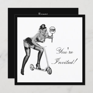 Black & White Style Pin-Up Girl 1 Invitation