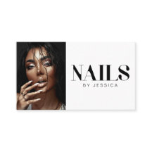 Black White Stylish Typography Photo Nails