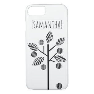 Black, white stylized tree and fruit modern Case-Mate iPhone case