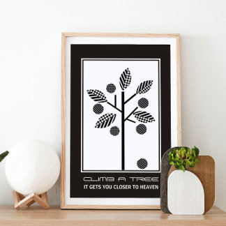 Black white stylized tree motivational poster