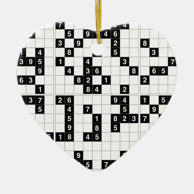 black white sudoku ceramic ornament (Front)