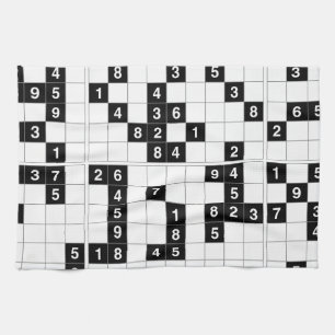 black white sudoku kitchen towel