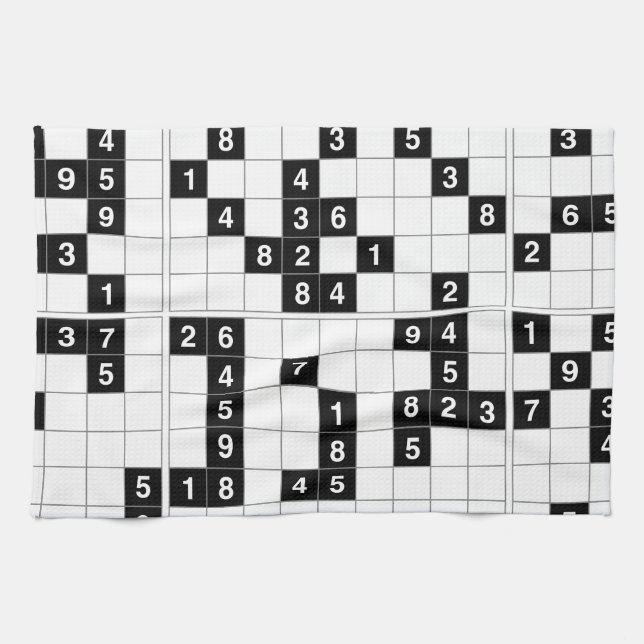 black white sudoku kitchen towel (Horizontal)