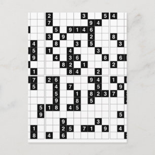 black white sudoku postcard