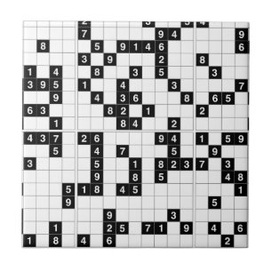 black white sudoku tile