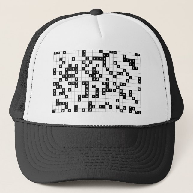 black white sudoku trucker hat (Front)