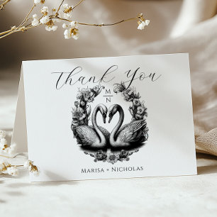 Black & White Swan Lake Wedding Thank You Card