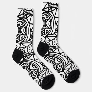 BLACK WHITE SWIRL design Crew Socks