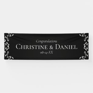 Black & White Swirl Gothic Wedding Banner