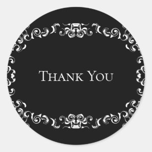 Black & White Swirl Gothic Wedding Classic Round Sticker