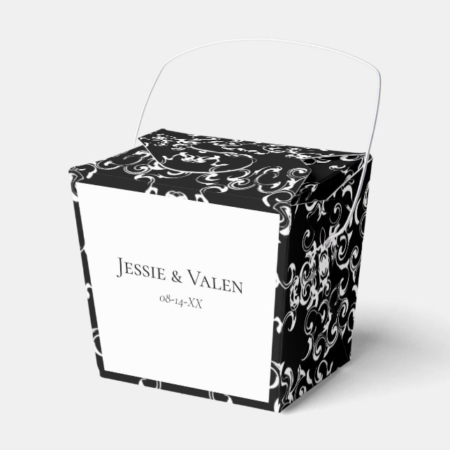 Black & White Swirl Gothic Wedding Favor Box (Front Side)