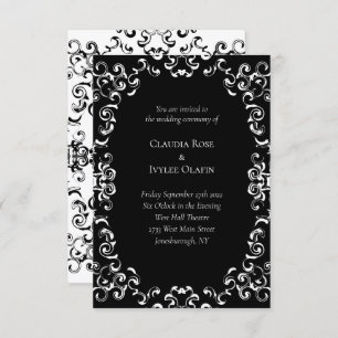 Black & White Swirl Gothic Wedding Invitation