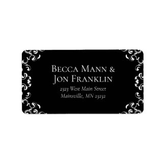 Black & White Swirl Gothic Wedding Label