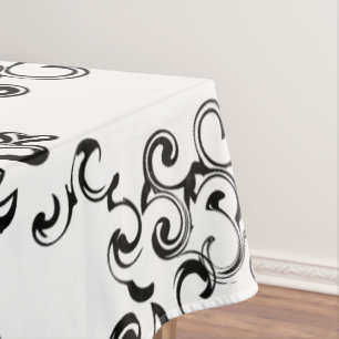 Black & White Swirl Gothic Wedding Tablecloth