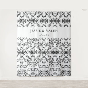 Black & White Swirl Gothic Wedding Tapestry