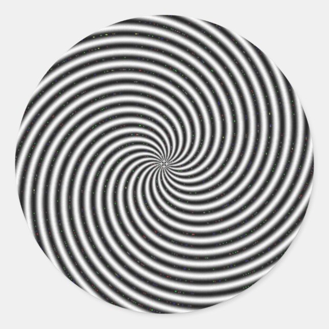 Black & White Swirl Optical Illusion Classic Round Sticker (Front)