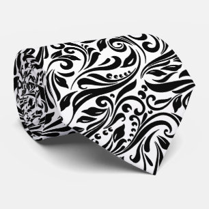 black white swirl pattern tie