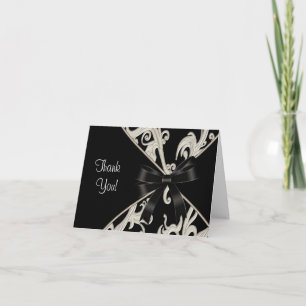 Black White Swirl Thank You Cards