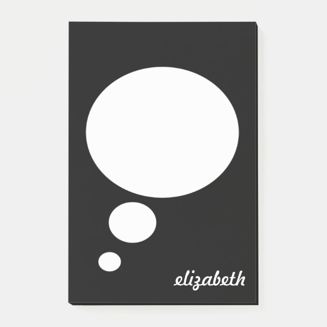 Black & White Talk Bubble Personalized Name Post-it Notes (Front)