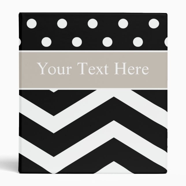 Black White Tan Chevron Custom Binder (Front)