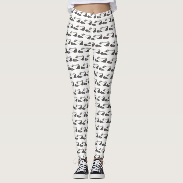 Black White Tap Oxford Dance Shoe Dancer Leggings (Front)
