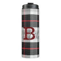 Black & White Tartan Chequered Monogram Name