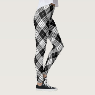 Black & White Tartan Chic Stylish Plaid Pattern Leggings