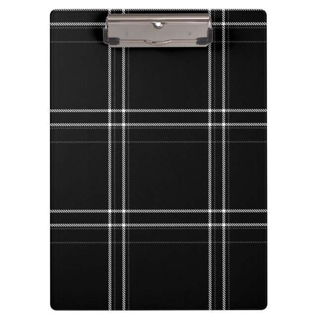 Black & White Tartan Clipboard (Front)
