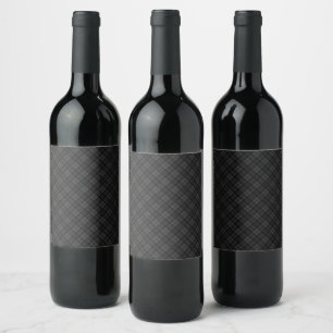 Black white tartan plaid winter Christmas pattern Wine Label