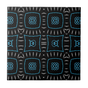 Black White & Teal Modern Geometric Pattern Tile
