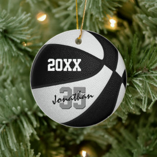 black white team colours basketball memento ceramic ornament