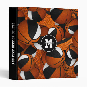 black white team colours basketballs pattern binder