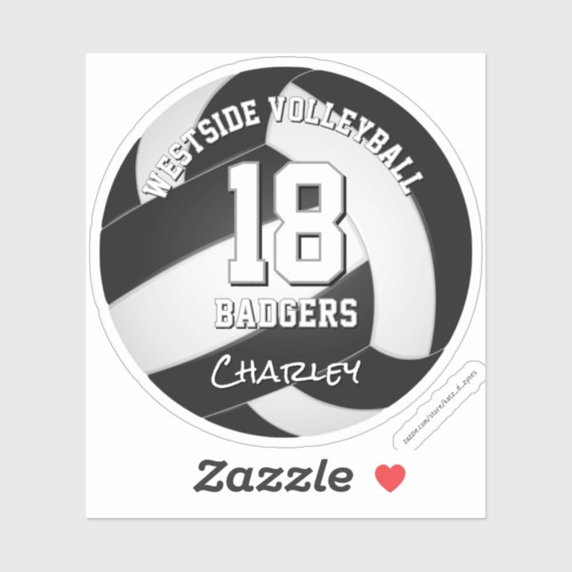 black white team colours volleyball player name (Sheet)