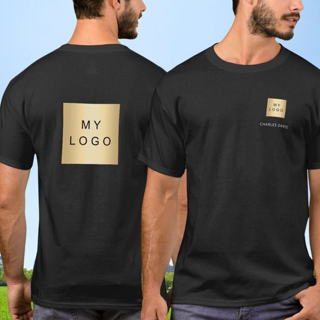 Black white team name logo business T-Shirt (Creator Uploaded)