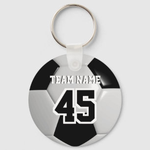 Black & White Team Soccer Ball Keychain