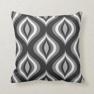 Black & White Teardrops Modern Geometric Pattern Throw Pillow