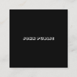 Black White Template Modern B&W Elegant Minimalist Square Business Card