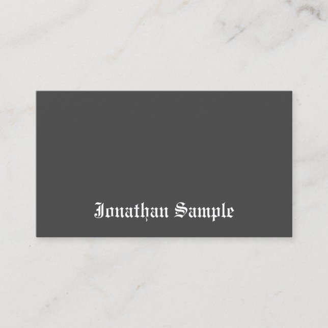Black White Template Nostalgic Old English Text Business Card (Front)