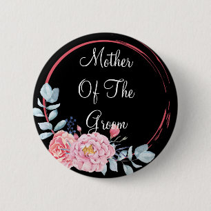 Black & White Text Mother of Groom Pinback Button