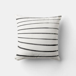 Black/White Textured Curved Stripes Throw Pillow
