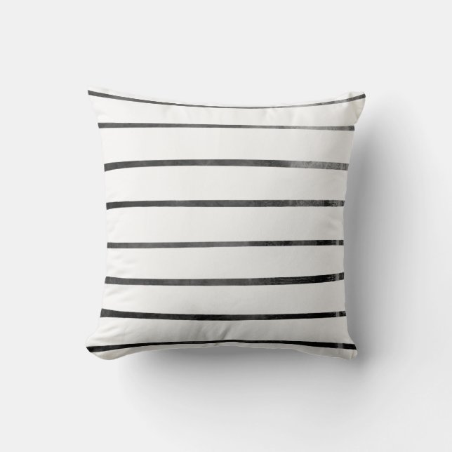 Black/White Textured Stripes Throw Pillow (Front)