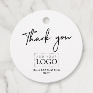 Black & White Thank you Custom Business Logo Favour Tags