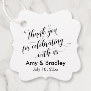 Black & White Thank You for Celebrating with Us Favour Tags