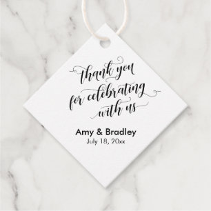 Black White Thank You for Celebrating with Us Favour Tags