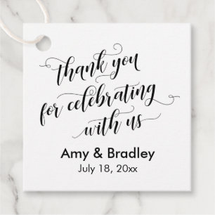 Black & White Thank You for Celebrating with Us Favour Tags