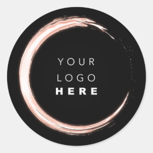 Black White Thank You Logo Rose Minimalism Classic Round Sticker