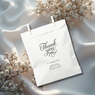 black & white thank you typography favour bag