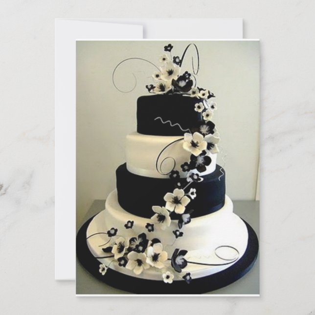 BLACK/WHITE THEMED WEDDING CAKE INVITE (Front)