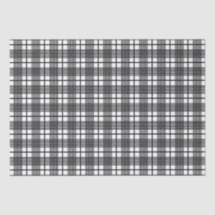 Black White Thin Glen Plaid Pattern Tissue Paper